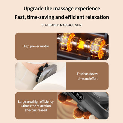 US Local Handheld Deep Tissue Massagers  Percussion Massage Gun  6-Head Back Massager For Muscle Relaxation In Back Leg Neck Shoulder And Body Gifts For Families And Friends