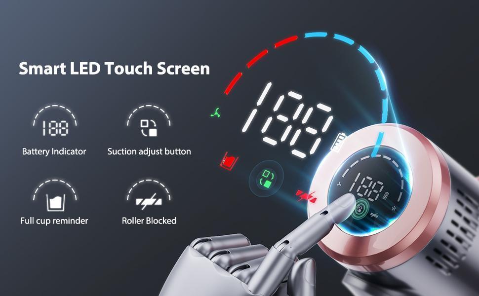 US Local 45KPa Strong Suction Power Wireless LED Touch Display 60 Minutes Of Battery Life Home Lightweight Handheld Pet Hair Vacuum Cleaner