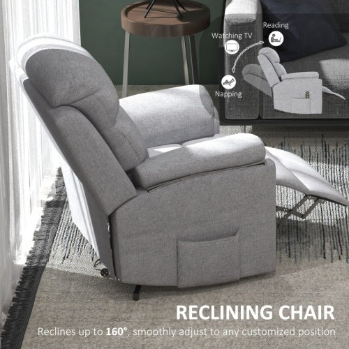 UK Local HOMCOM Power Lift Recliner Chair, Electric Lift Chair For Elderly, Overstuffed Linen Fabric Riser And Reclining Armchair With Remote Control, Side Pockets, For Living Room, Grey