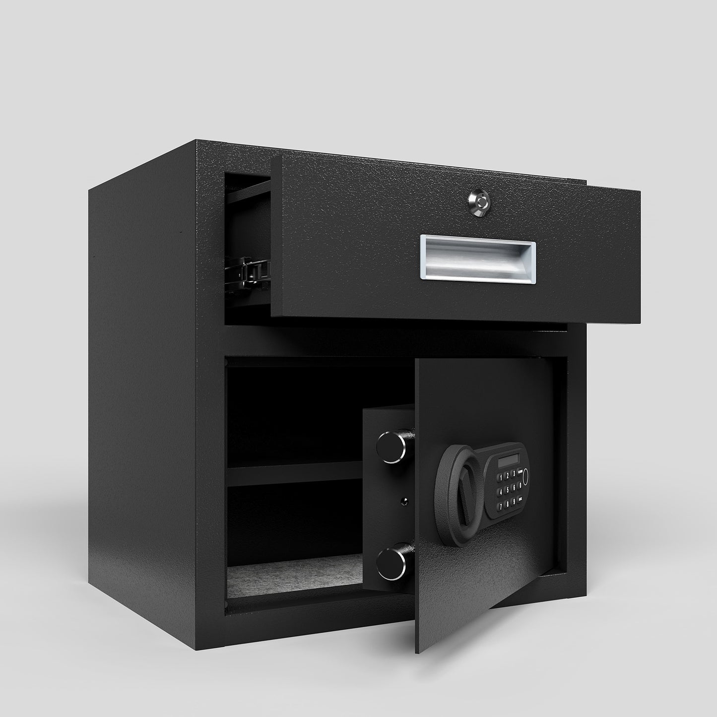 US Local Steel Security Safe And Lock Box With Electronic Keypad - Secure Cash, Jewelry, ID Documents, Black, 1.69Cubic Feet