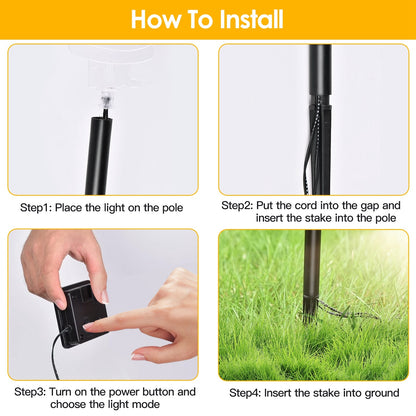 US Local 1 Set Of 5Pcs Mixed Christmas Decoration Light Solar Stake Light Waterproof Reindeer Snowflake Bell Christmas Tree Santa Claus Light Outdoor Landscape Light