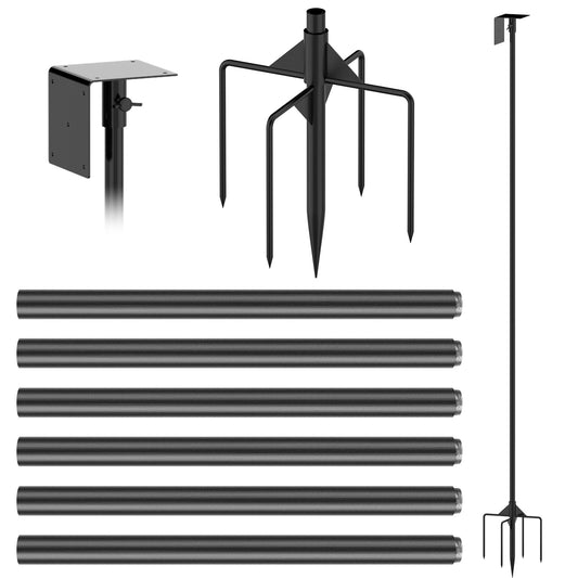 US Local 1 Set  79.92in Bird House Pole Kit Height Adjustable Bird Feeder Pole Mount Kit Heavy Duty Bird House Pole Set With 5 Prongs Base For Bird House Bird Feeder House Not Included