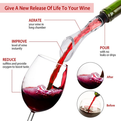 US Local 1 Pc Wine Aerator Pourer Spout Decanter Spout Attachable In-Bottle Wine Drip Stopper