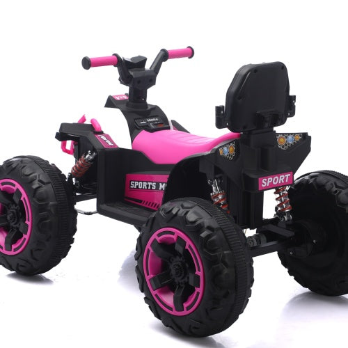 US Local Ride On Toy Car,12V  Electric ATV Car For Kids, 4 Wheeler Electric Toy Car With Bluetooth,light,Leather Seaters,,for Boys,Girls,indoor And Out Door