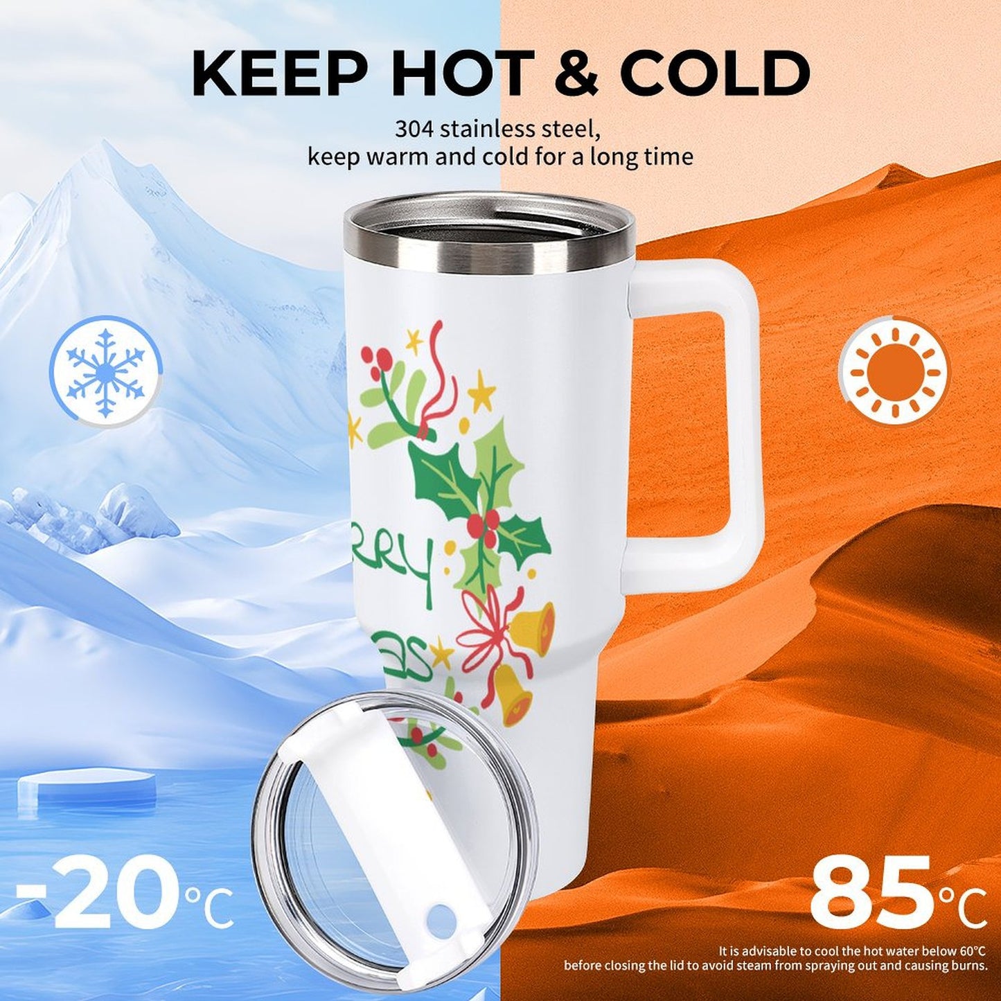 PHDT00127 POD US Local Tumbler 40 oz Large Capacity Car Cup Christmas Sign Bell