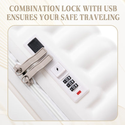 US Local ABS Spinner Wheel Luggage  Carry On Suitcase  With Cup Holder  USB Port  Phone Holder 20  24   28