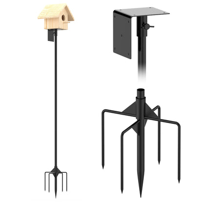 US Local 1 Set  79.92in Bird House Pole Kit Height Adjustable Bird Feeder Pole Mount Kit Heavy Duty Bird House Pole Set With 5 Prongs Base For Bird House Bird Feeder House Not Included