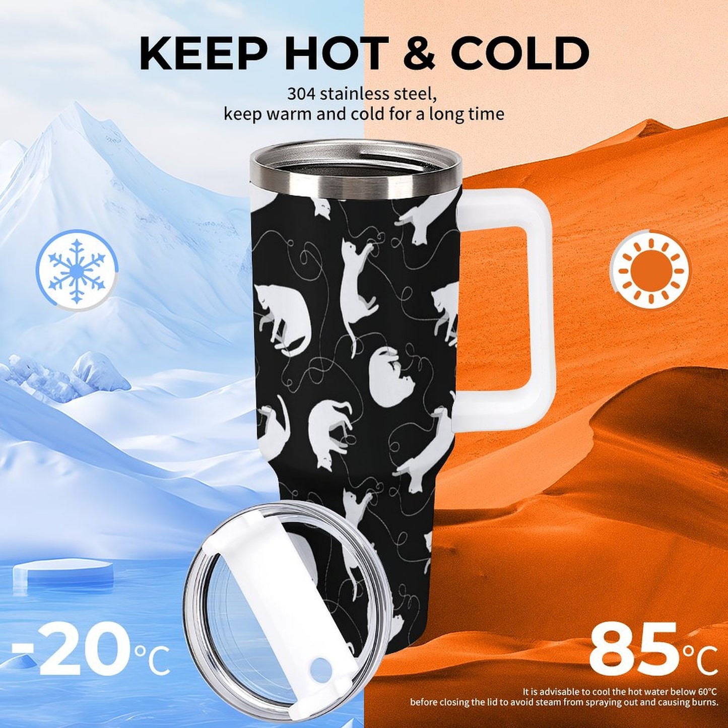 PHDT00193 POD US Local Tumbler 40 oz Large Capacity Car Cup Cat