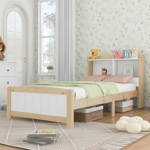 UK Local Solid Wooden Bed Frames, Single Storage Headboard Bed, 3FT Single 90 X 190 Cm Frame Only
