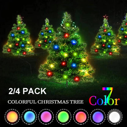 US Local 2,4,6 Pack Solar Christmas Tree Solar Powered Trail Multicolor LED Light Christmas Tree