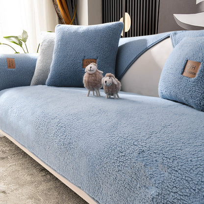 Fashion Simple Solid Color Winter Lambswool Sofa Cushion