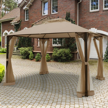 US Local 12 X 10 Feet Outdoor Double Top Patio Gazebo With Netting