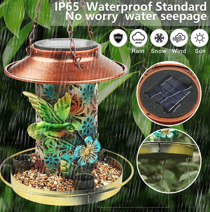US Local Solar Bird Feeder For Outdoors Hanging, Metal Wild Bird Feeder For Cardinals Solar Garden Lantern With S Hook As Gift For Bird Lovers