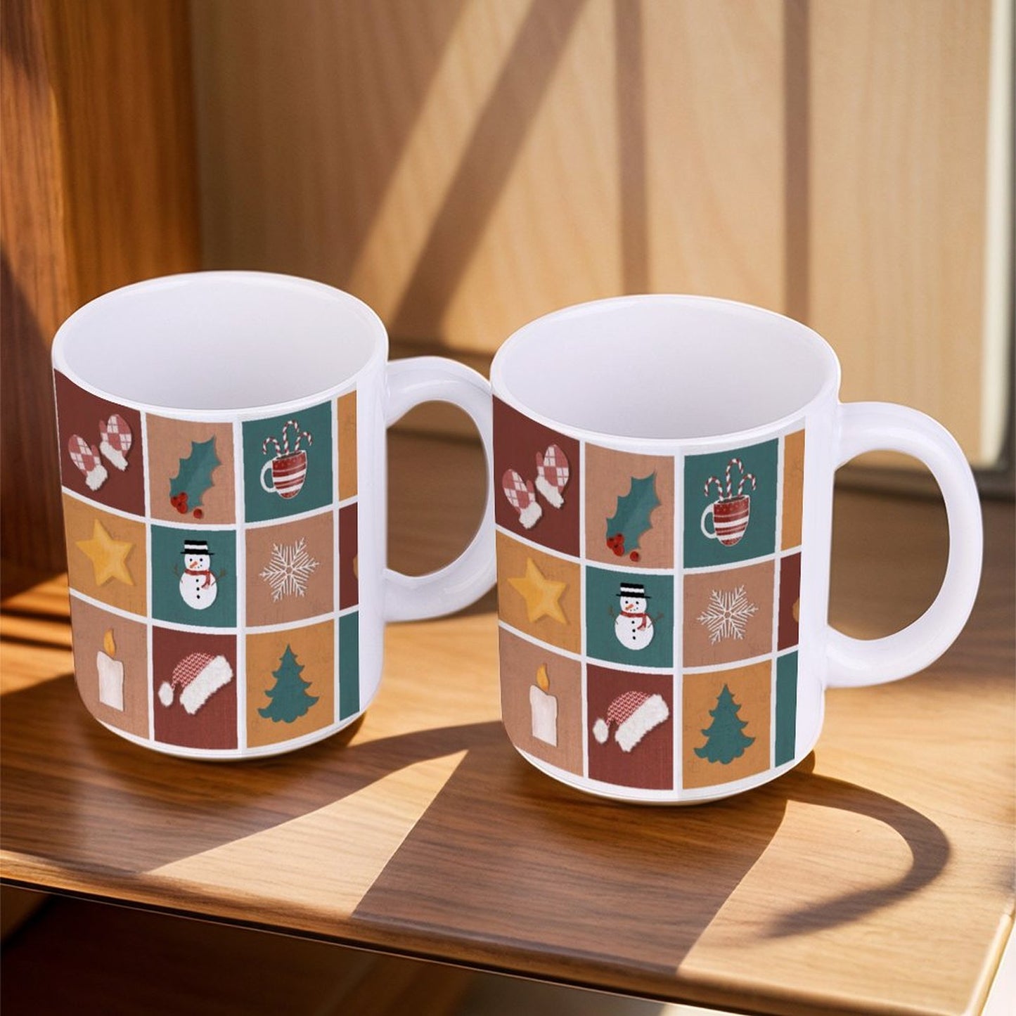 POD US Local White mug with full print, Christmas Retro 0046