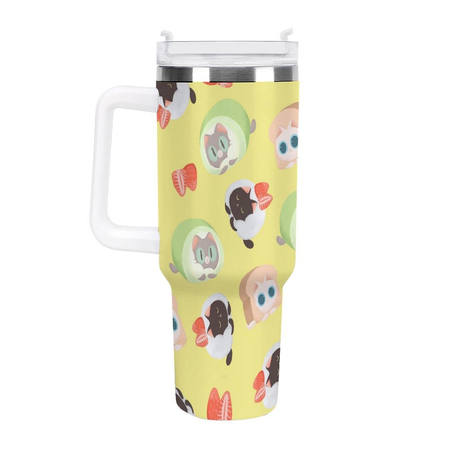 PHDT00260 POD US Local Tumbler 40 oz Large Capacity Car Cup Cat Dessert Cute Pink Green Black Yellow