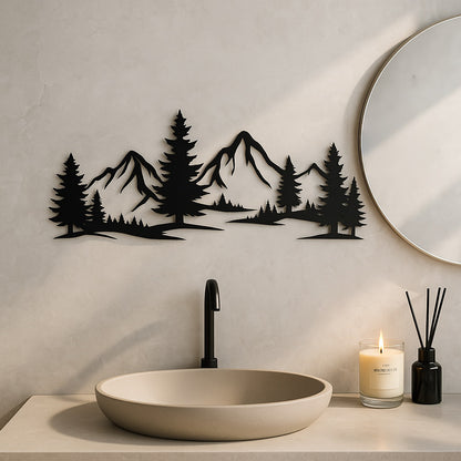 US Local Rustic Metallic Wall Art,Evergreen Forest Mountain Design,Great For Child's Room