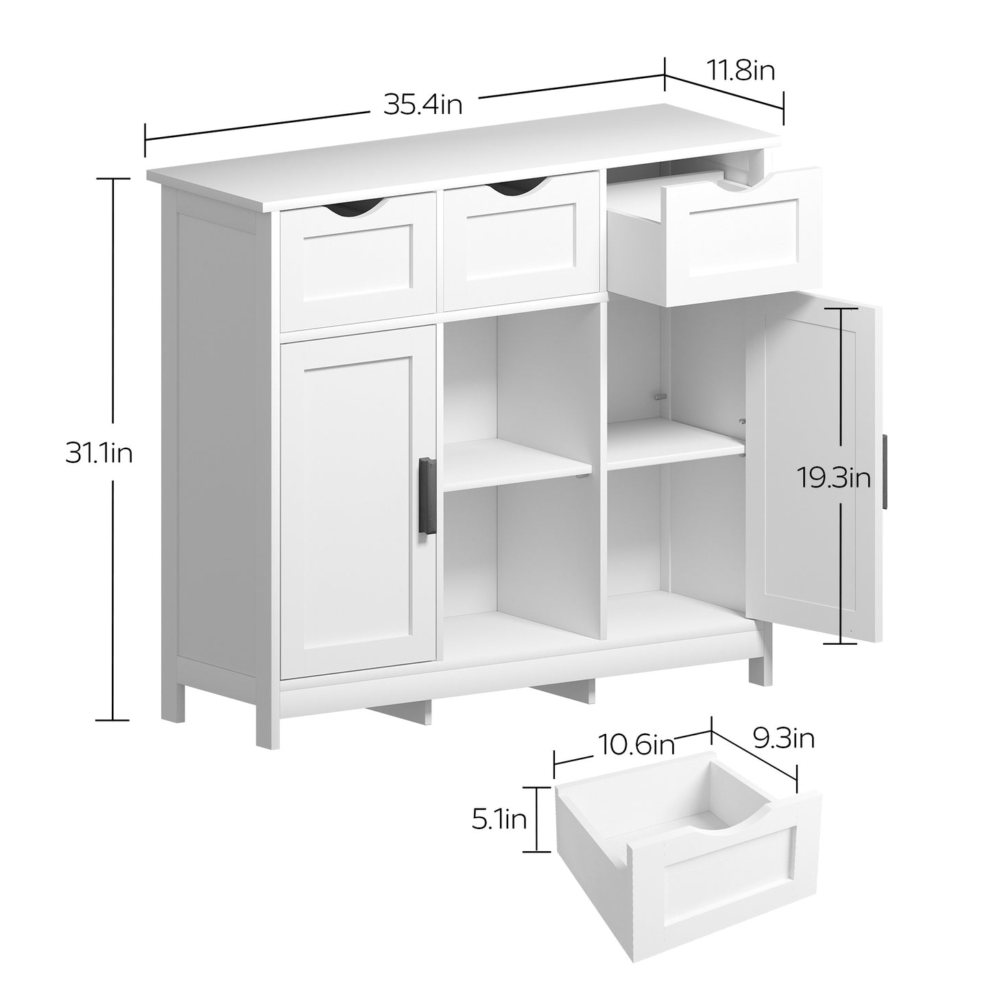US Local Cabinets With Drawers And Shelves, Living Room, Bedroom, Bathroom Decor Cabinets Furniture Home Decor - White