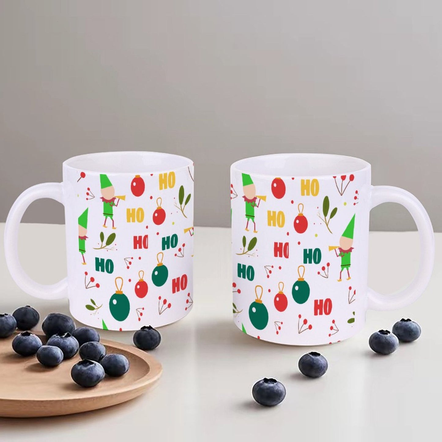 POD US Local White mug with full print, Christmas Elf Green 0071