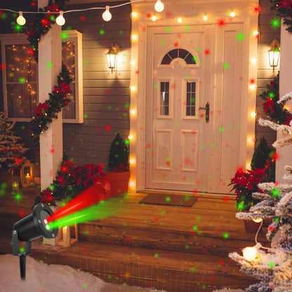 US Local 1 Pc Outdoor Laser Projector Light Red And Green Projection Light With 3 Modes 12 Speeds 6Hrs Timer IP44 Waterproof Firefly Landscape Light For Christmas Halloween Holiday New Year
