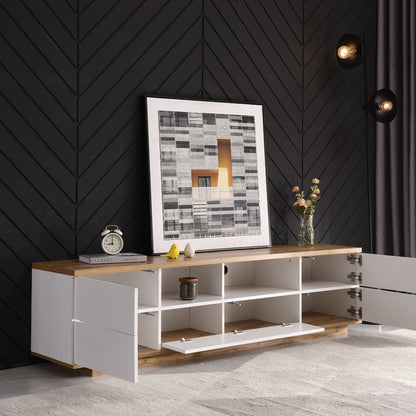 US Local Modern TV Stand For Up To 80'' TVs, Media Console With Multi-Functional Storage