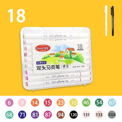 US Local Master Double-headed Marker Art Brush Painting Set Oily 48-color Animation Hand-painting