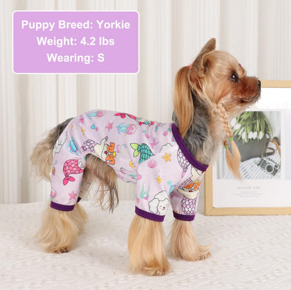 US Local Dog Pajamas Pjs Spring Summer Dog Clothes For Small Dogs Girl Boy, Soft Stretchy Tiny Chihuahua Yorkie Puppy Clothes Doggie Onesies Cat Pet Jammies Outfit, Mermaids