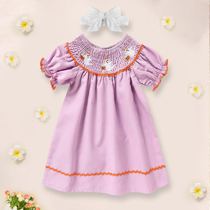 Infant Baby Chiild Girls Halloween Dress Ghost Embroidery Dress With Headband Party Costume Dresses