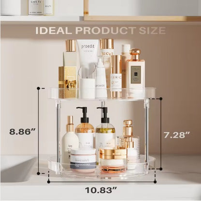 US Local Pack Of 2 Double-layer Turntable Rotating Spice Rack Organization Spinning Organizer