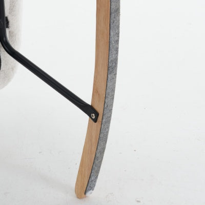 UK Local Soft Teddy Fabric Tufted Upholstered Rocking Chair Padded Seat With Headrest For Living Room Bedroom,Ivory White