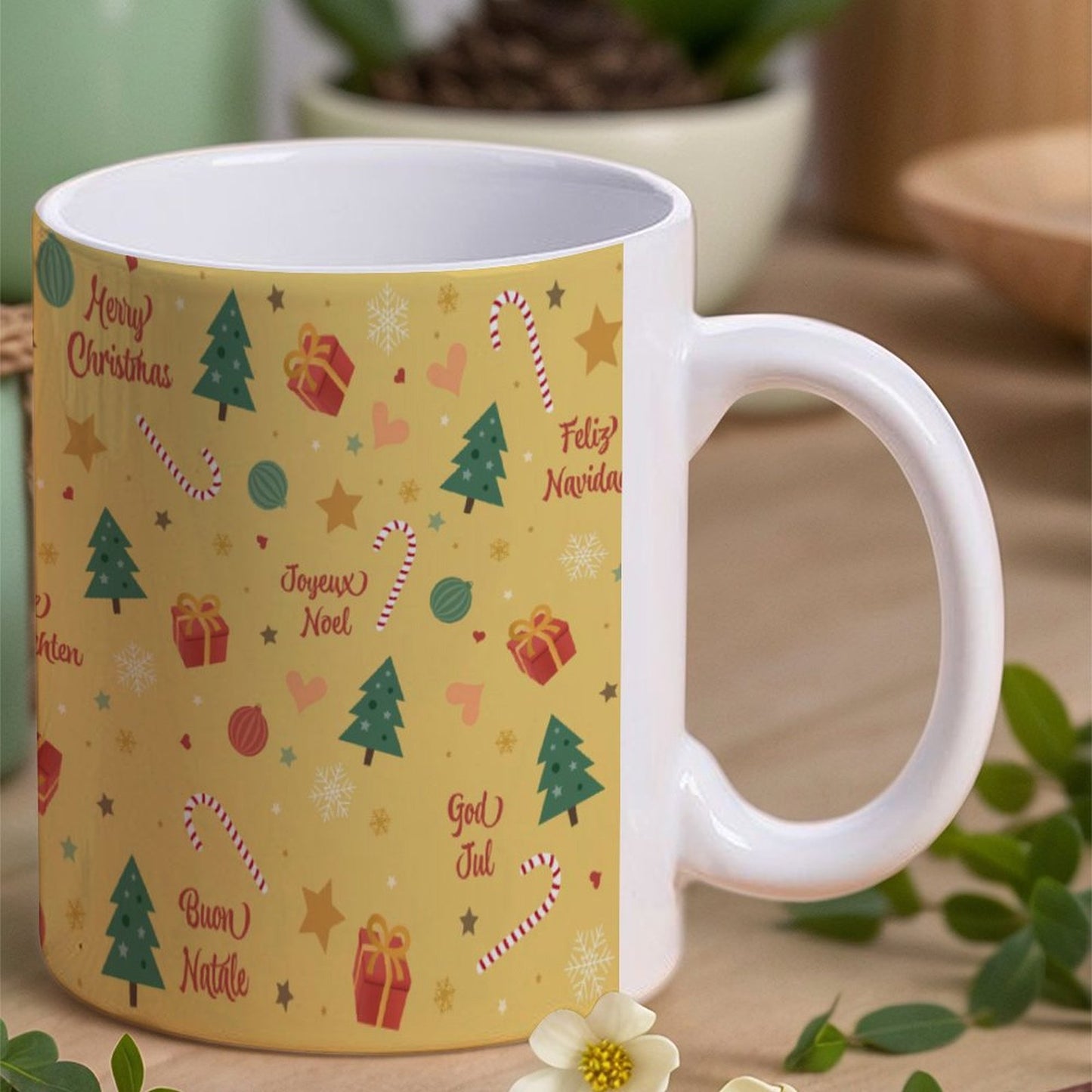 POD US Local White mug with full print, Christmas Yellow 0023
