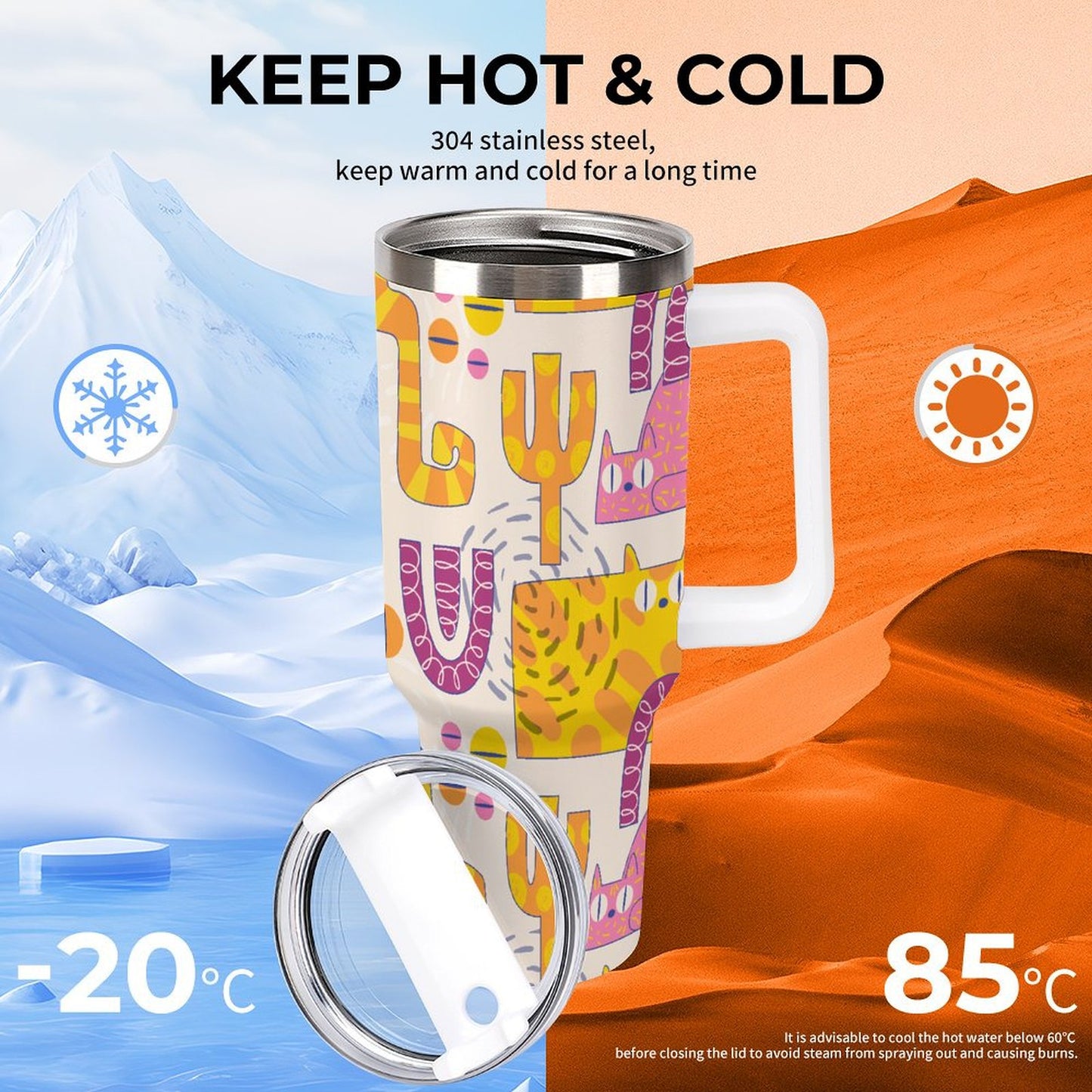 PHDT00248 POD US Local Tumbler 40 oz Large Capacity Car Cup Cat