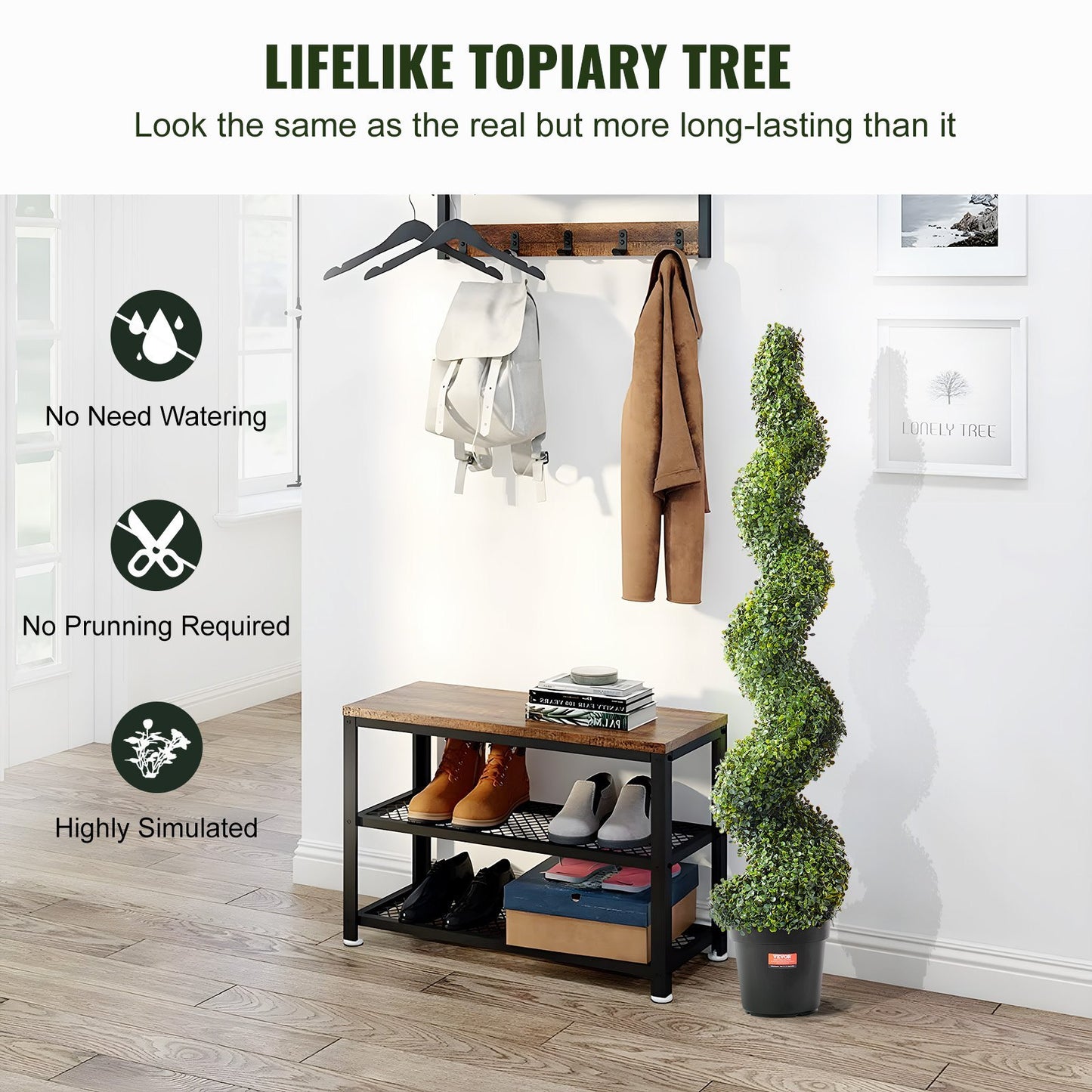 US Local VEVOR 2 Pack 5' Artificial Boxwood Topiary Tree Faux Plant UV Decor In Outdoor