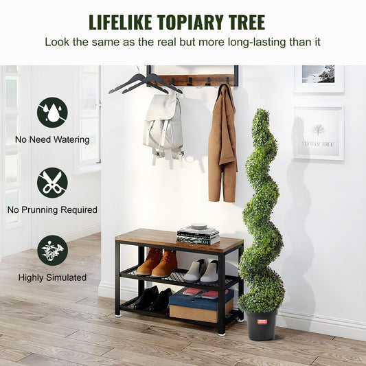 US Local VEVOR 2 Pack 5' Artificial Boxwood Topiary Tree Faux Plant UV Decor In Outdoor