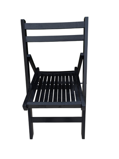 US Local Black Slatted Wood Folding Chair, Set Of 4 - Foldable Event Style