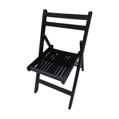 US Local Black Slatted Wood Folding Chair, Set Of 4 - Foldable Event Style