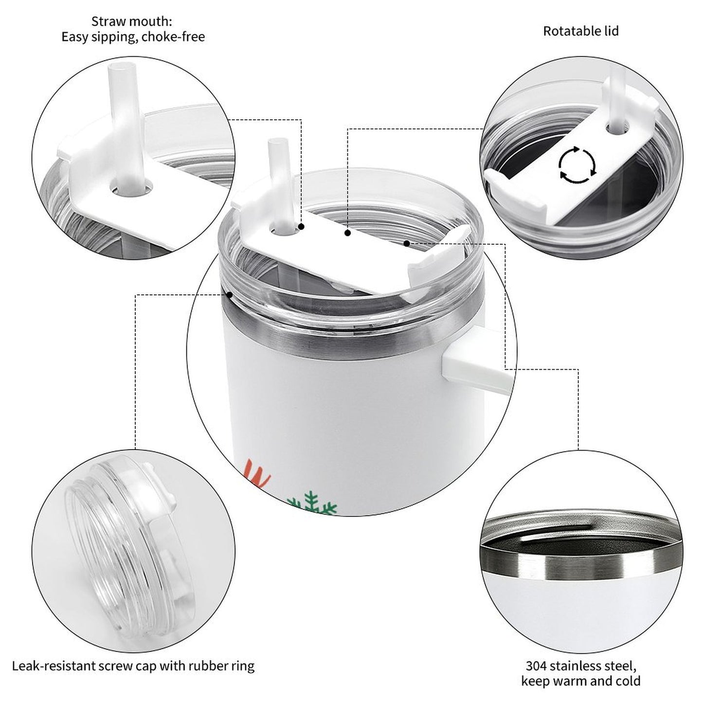 PHDT00277 POD US Local Tumbler 40 oz Large Capacity Car Cup Christmas