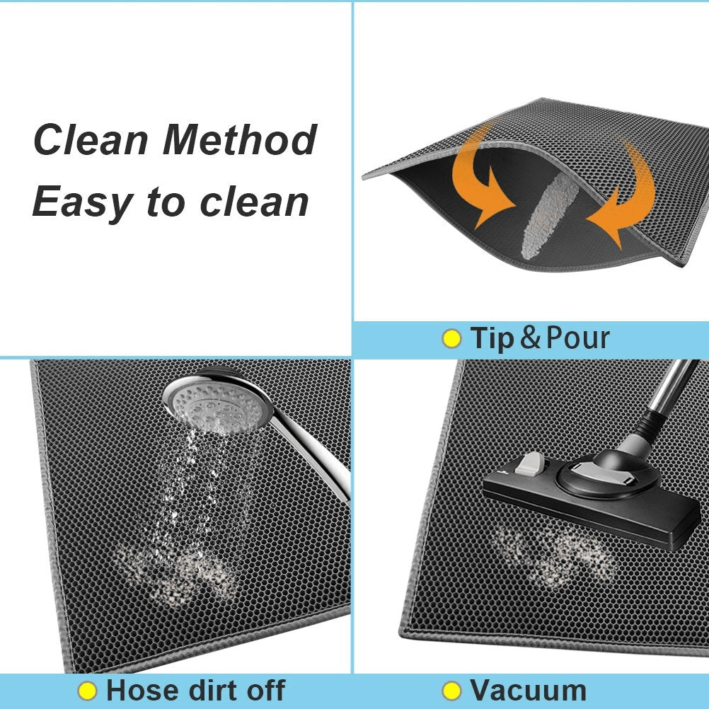 US Local Kitty Cat Litter Mat Trapping Honeycomb Double Layer Design Waterproof Double Layer EVA Cat Litter Pad Waterproof Non-slip Sand Basin Filter Kitten Dog Washable Mattress