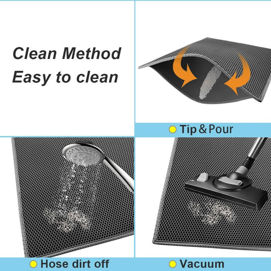 US Local Kitty Cat Litter Mat Trapping Honeycomb Double Layer Design Waterproof Double Layer EVA Cat Litter Pad Waterproof Non-slip Sand Basin Filter Kitten Dog Washable Mattress
