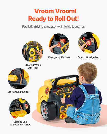 US Local Engine Toy Kids Mechanic Car Repair Set With Removable Parts Yellow