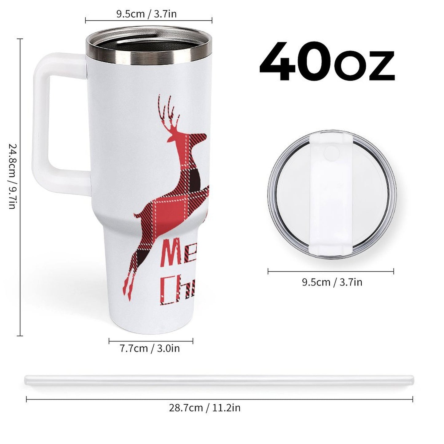 PHDT00432 POD US Local Tumbler 40 oz Large Capacity Car Cup Plaid Christmas Deer