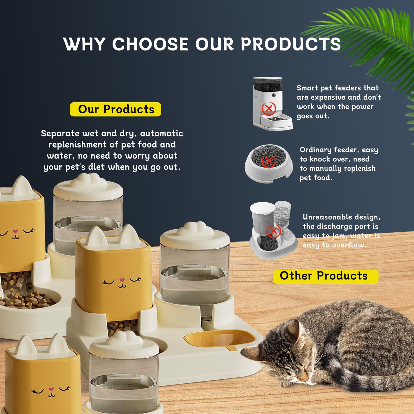 US Local Super Cute Appearance Pet Feeding And Drinking Device, Cleverly Designed With Dry And Wet Separation, Automatic Water Addition, Universal For Cats And Dogs, Easily Solves Feeding Problems, And Makes P