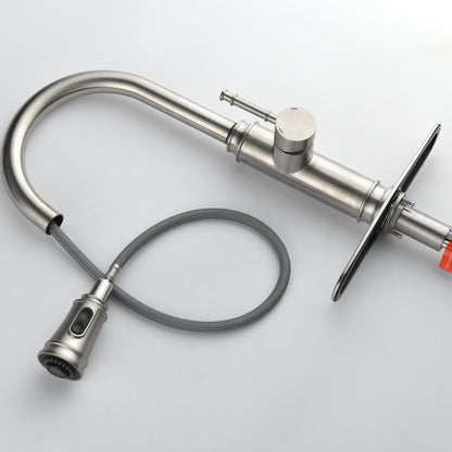 US Local Single Handle High  Pull Out Kitchen Faucet, Single-stage Stainless Steel Kitchen Sink Faucet, With Pull Down Spray