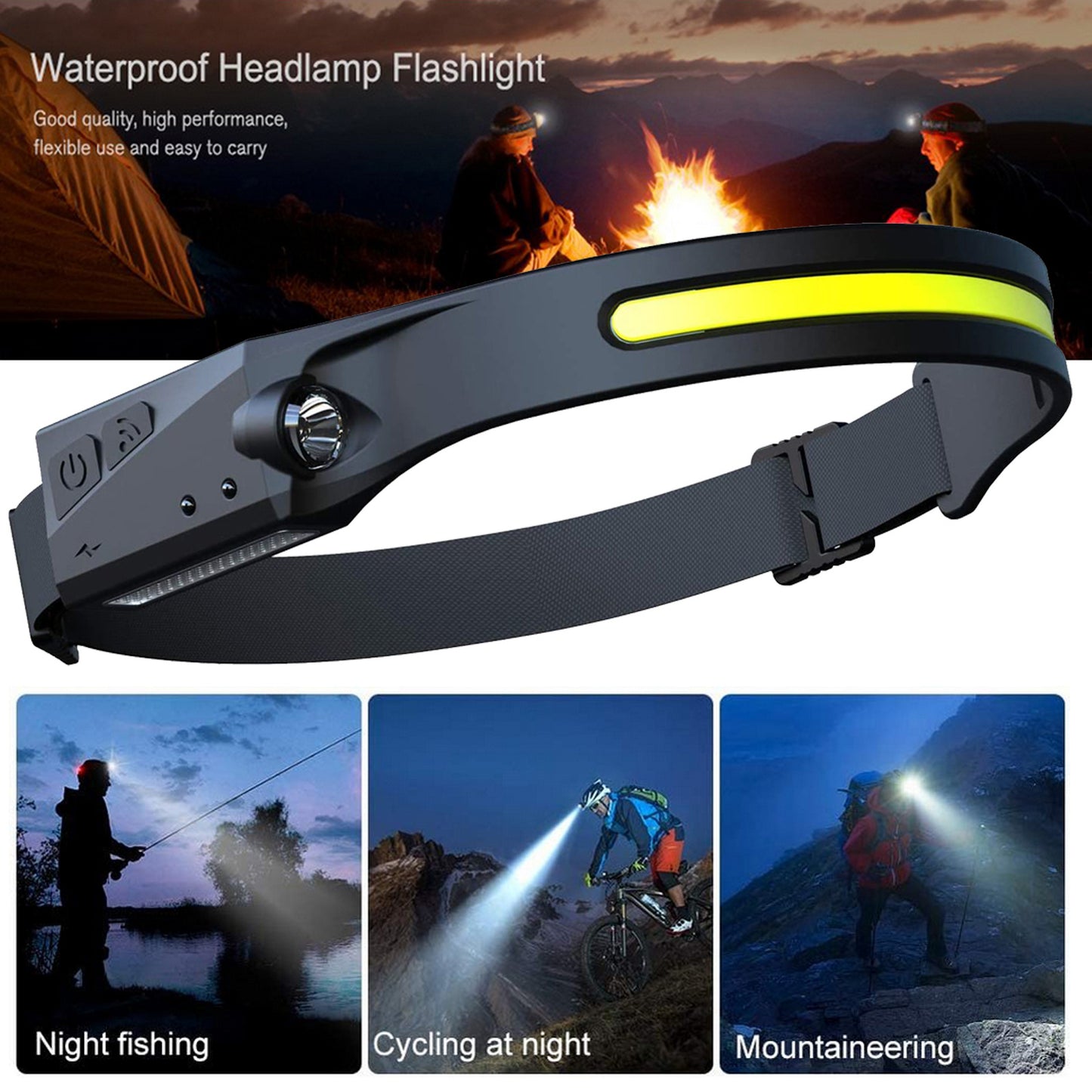 USA Local COB LED Induction Riding Headlamp Flashlight USB Rechargeable Waterproof Camping Headlight With All Perspectives Hunting Light