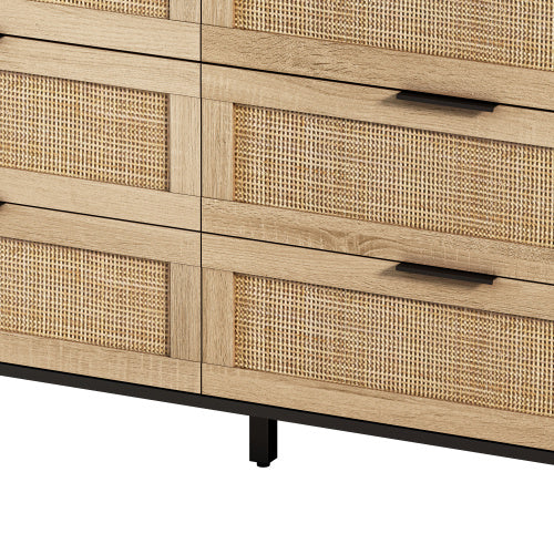 US Local Drawers Rattan Storage Cabinet Rattan Drawer,for Bedroom,Living Room,Black