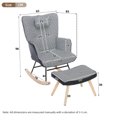 UK Local Rocking Chairs For Adults, Fabric Rocking Chair Relaxing Recliner Chair With Solid Wood Legs High Back Lounge Chairs For Balcony Living Room Bedroom