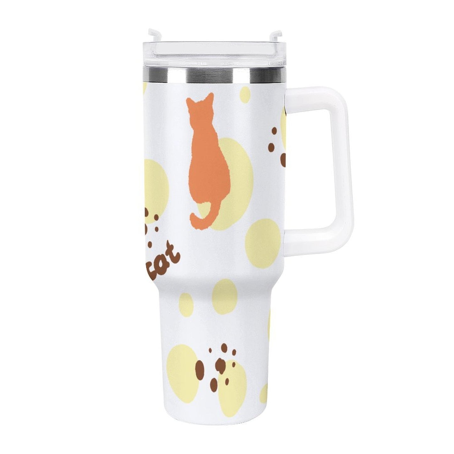 PHDT00264 POD US Local Tumbler 40 oz Large Capacity Car Cup Cat Footprints Yellow