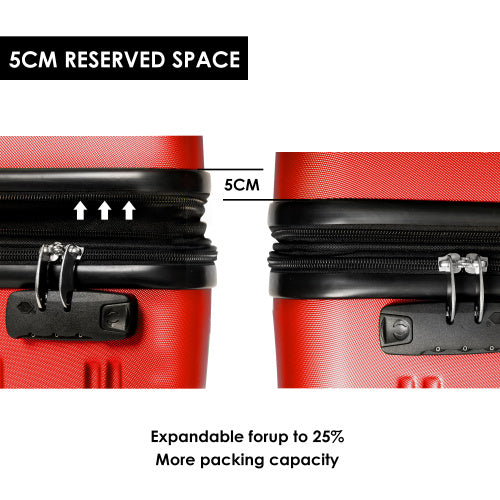 UK Local ABS Hard Shell Travel Trolley Suitcase 4 Wheel Luggage Set Hand Luggage, 28