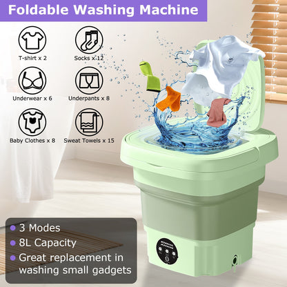 US Local 1Pc Portable Washing Machine Foldable Laundry Machine With Detachable Drain Basket 3 Modes Electric Clothes Washer For Underwear Socks Towels Baby Clothes