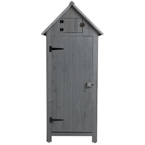 US Local 30.3L X 21.3W X 70.5H Outdoor Storage Cabinet Tool Shed Wooden Garden Shed Natural