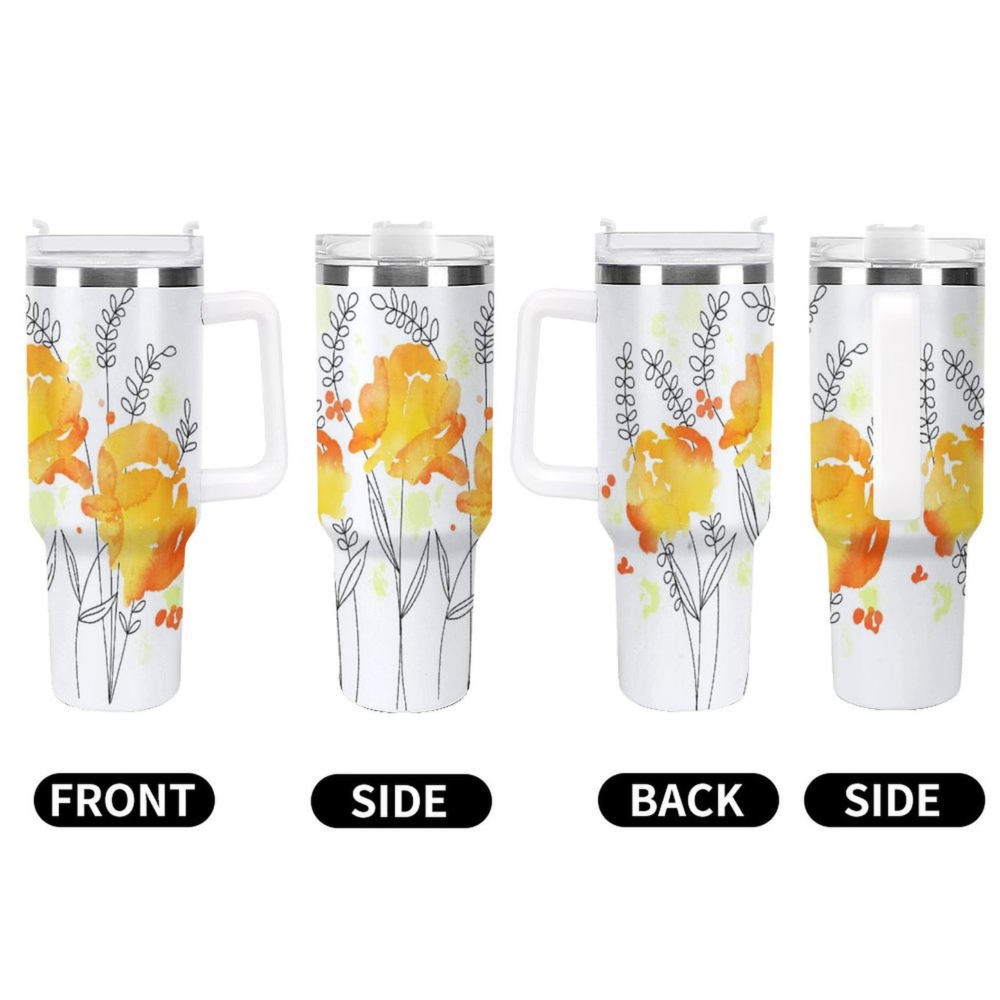 POD US Local Tumbler 40 oz Large Capacity Car Cup Flower